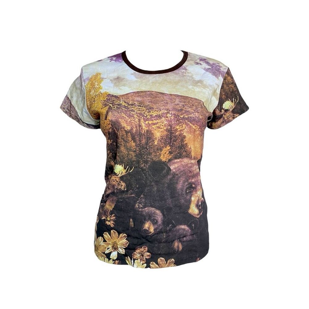 90s vintage graphic forest baby tee